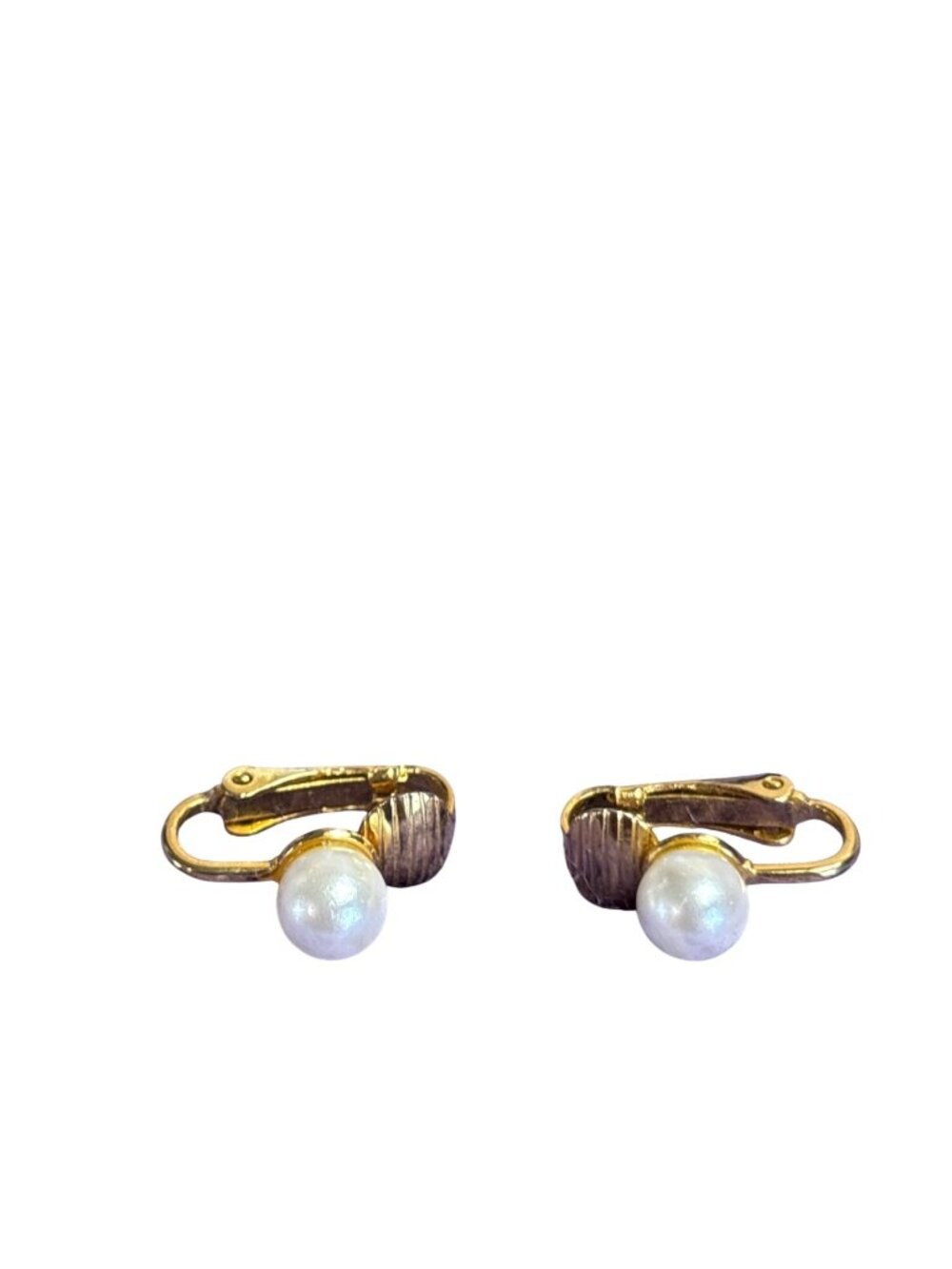Faux Pearl Goldtone Clip On Earrings